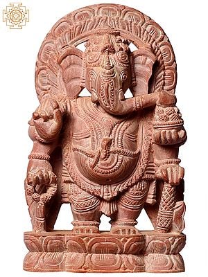 5" Hindu God Ganesha (Vinayaka) In Pink Stone