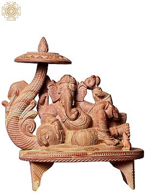 9" Hindu God Ganesha Relaxing On Royal Seat