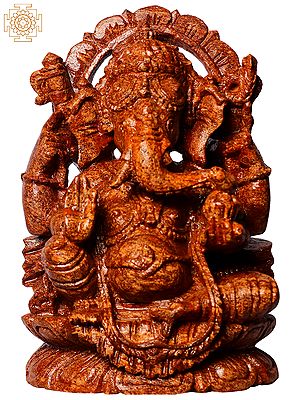 10" Hindu God Ganesha In Red Stone