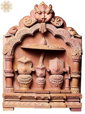 11" Hindu God Jagganath Singhasana in Pink Stone