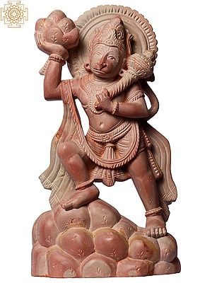 8" Standing Lord Hanuman Pink Stone Statue