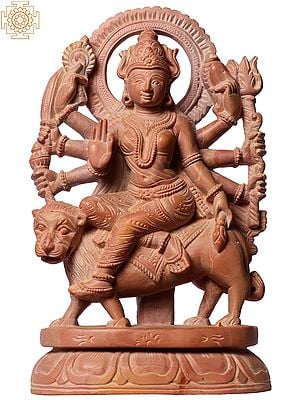 8" Goddess Durga Sitting on Lion