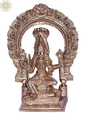 6" Goddess Mariamman Bronze Idol Seated on Throne
