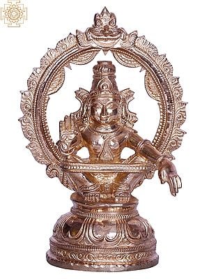6" Blessing Lord Ayyappan Bronze Statue with Arch