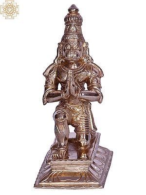 6" Shri Hanuman Bronze Idol Seated on Throne