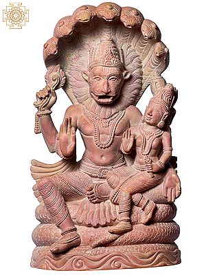 12" Hindu God Narasimha With Goddess Lakshmi