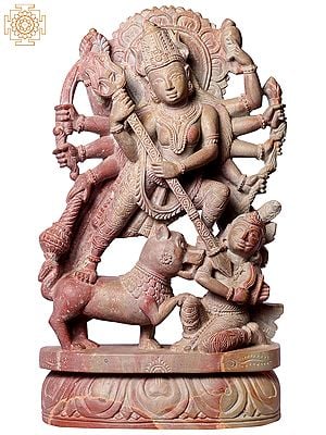 12" Hindu Goddess Durga Killing Mahishasura