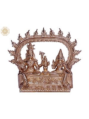 6" Small Lord Shiva and Parvati Seated on Throne