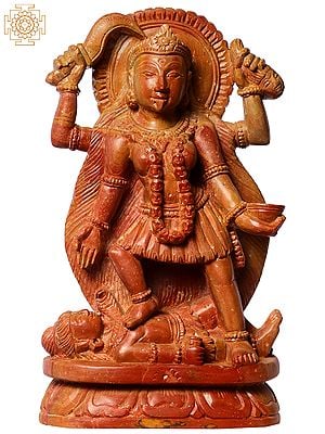 8" Hindu Goddess Kali Standing On Shiva