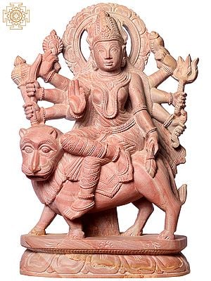 10" Hindu Goddess Durga Sitting On Lion
