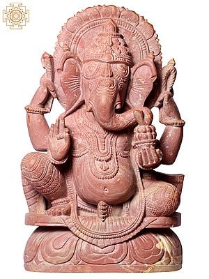12" Hindu God Ganesha Sitting On Throne