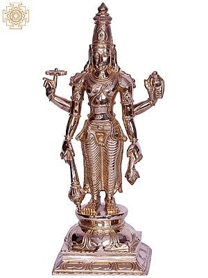 12" Hindu God Satyanarayana (Vishnu) Bronze Statue