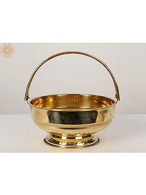 8" Brass Pooja Flower Basket (Pookudai)
