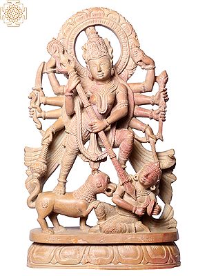 15" Hindu Goddess Durga Killing Mahishasura