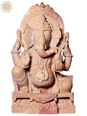 15" Hindu God Ganpanti Seated On Throne