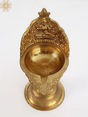 8" Goddess Lakshmi Lamp (Deepam) | Brass