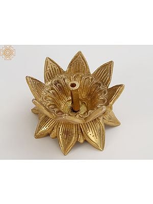 3" Small Lotus Shaped Earthen Lamp | Brass