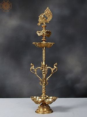 23" Brass Peacock Lamp (Annam Lamp)