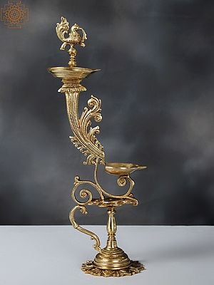 20" Designer Peacock Lamp in Brass