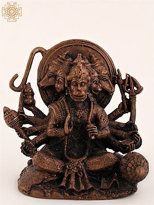3" Copper Small Panchmukhi Hanuman Statue