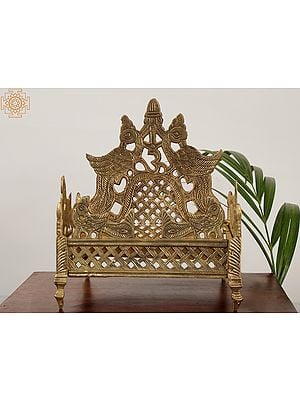 Royal Peacock Throne With Om In Center | Brass