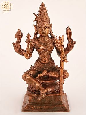 5" Hindu Deity Vishnu With Sudarshana Chakra And Shankha | Copper