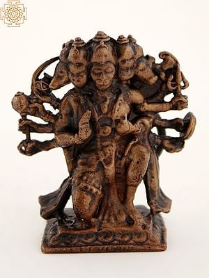 Small Copper Panchamukhi Hanuman Statue With Multiple Hands