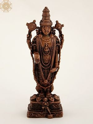 4" Copper Small Hindu God Venkateswara Idol With Garuda