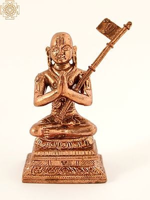 2" Small Hindu Philosopher Ramanujacharya Copper Idol | Saints Statues