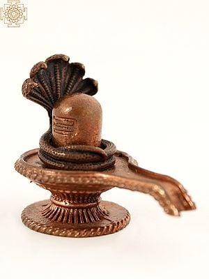 Small Shiva Lingam with Naga as Chattra | Copper Statue