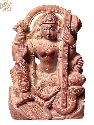 4" Small Sitting Goddess Saraswati Playing Veena