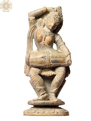 4" Small Musical Lady Playing Dholak