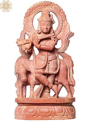 10" Lord Krishna Standing With Cow