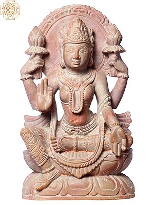 8" Blessing Goddess Lakshmi Seated on Pedestal