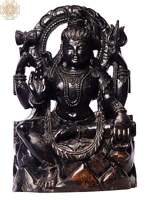 8" Black Stone Blessing Lord Shiva