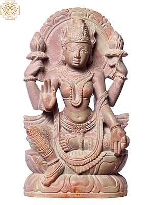8" Goddess Lakshmi Seated on Pedestal