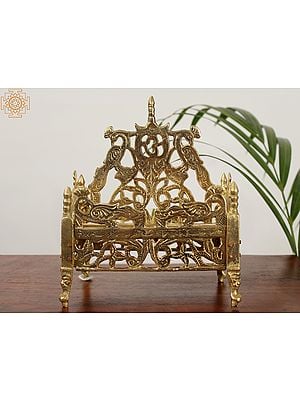 Brass Royal Peacock Throne with Om