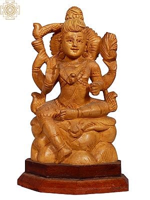 7" Whitewood Lord Shiva Statue Seated on Pedestal