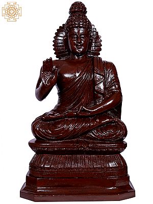 14" Gautam Buddha Seated On Pedestal