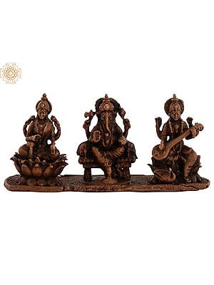 2" Small Hindu Deities Ganesha Saraswati Lakshmi Copper Statue