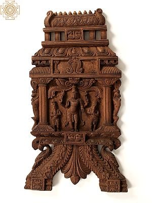 23" Wooden Standing Lord Shiva | Kavadi Wall Panel