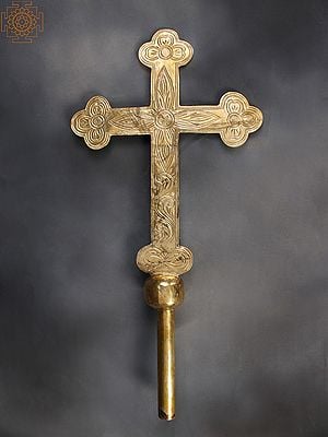 Brass Jesus Cross Standard for Procession