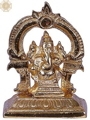 2" Small Lord Vinayagar Idol With Arch | Gold Plated Brass Statue