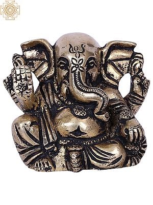 2" Small Lord Ganesha Brass Statue