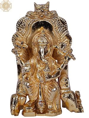 5" Hindu Lord Ganesha | Gold Plated Brass Statue