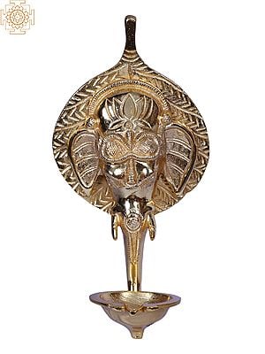 God Ganesha Ritual Wall Hanging Diya | Brass | Gold Plated