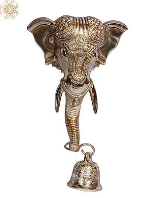 Wall Hanging Ganesha Bell in Brass | Gold Plated