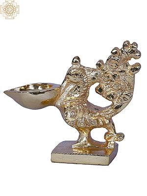3" Small Agal Diya Peacock | Brass | Gold Plated