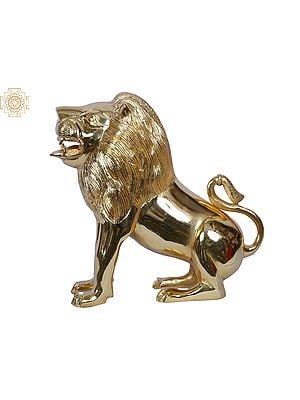 Seated Lion | Brass Statue | Gold Plated