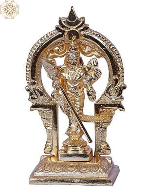 4" Small Thiruvachi Murugar Brass Idol with Gold Plated